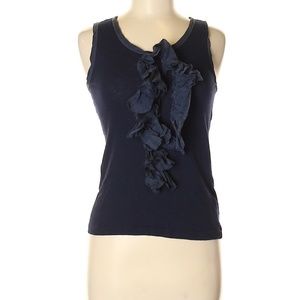 J.Crew Navy Sleeveless Top with Ruffles Size XS